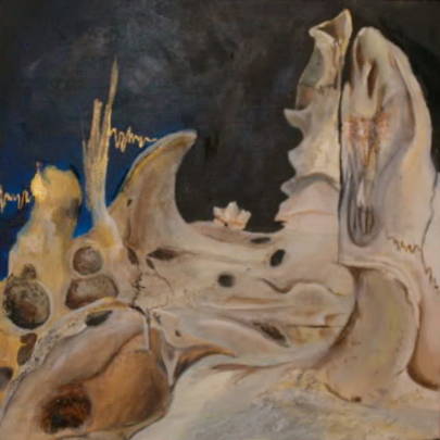 "Landscape" acrylic on canvas, compiled from studies of an animal skull.