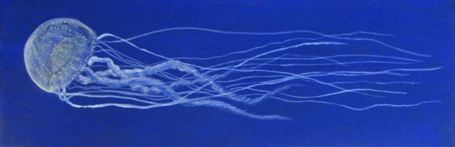 This is a jellyfish loosely based on a few real species, but mostly served as an experiment in rendering the translucent bodies of jellyfish.